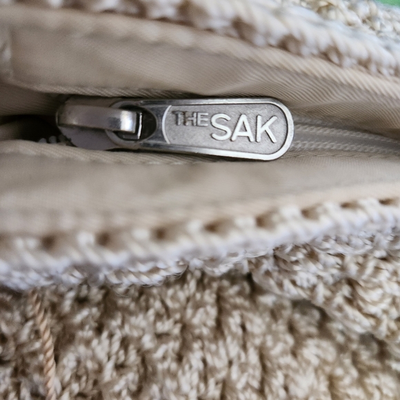 The Sak Crocheted Crossbody Shoulder Bag Cream Beaded Boho - Picture 8 of 9